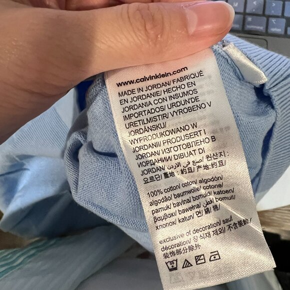 MEN Calvin Klein baby blue Sweater 100% Cotton - Picture 4 of 4